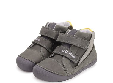 DD Step wyższe skórzane szare buty dla dzieci Barefoot
